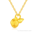 24k чистое золото сердце кулон ожерелье женские украшения